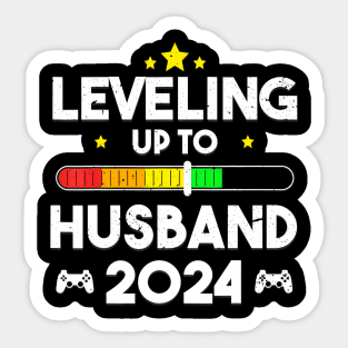 Leveling Up To Husband Loading Promoted to Husband Est 2024 Sticker